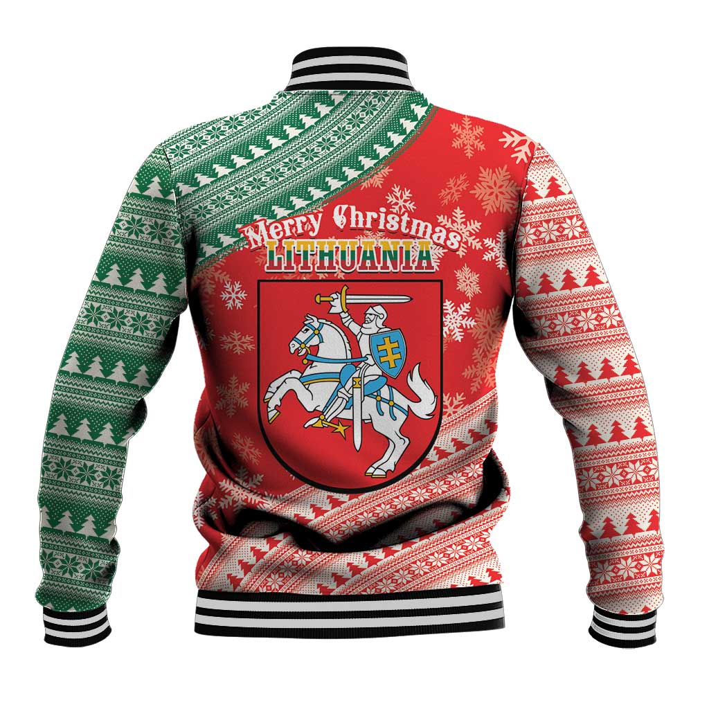 Lietuva Christmas Baseball Jacket Linksmu Kaledu - Lithuania Coat Of Arms - Wonder Print Shop
