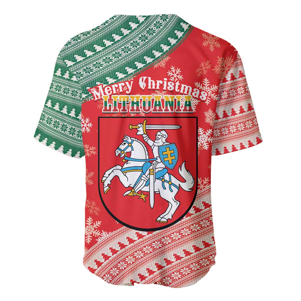 Lietuva Christmas Baseball Jersey Linksmu Kaledu - Lithuania Coat Of Arms - Wonder Print Shop