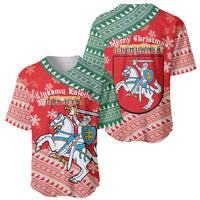 Lietuva Christmas Baseball Jersey Linksmu Kaledu - Lithuania Coat Of Arms - Wonder Print Shop