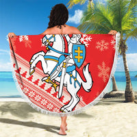 Lietuva Christmas Beach Blanket Linksmu Kaledu - Lithuania Coat Of Arms - Wonder Print Shop