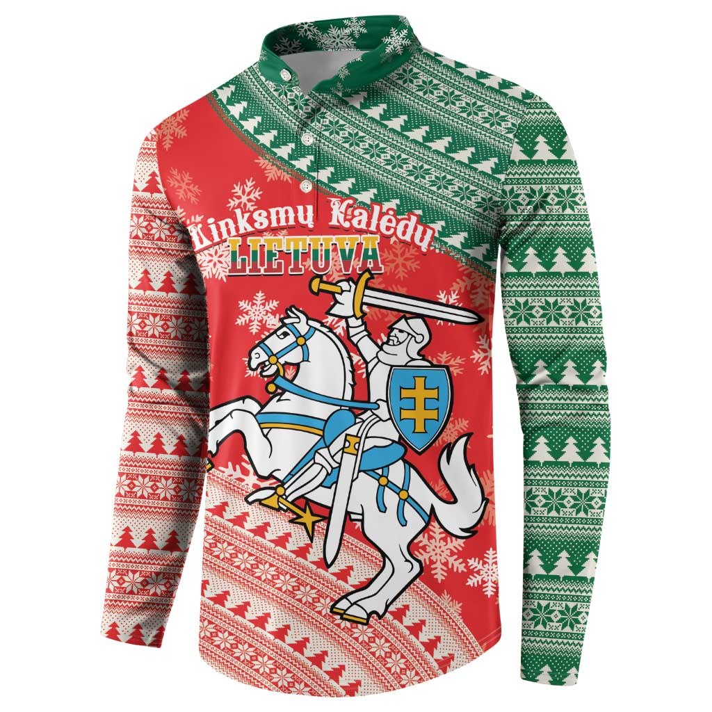 Lietuva Christmas Button Sweatshirt Linksmu Kaledu - Lithuania Coat Of Arms - Wonder Print Shop