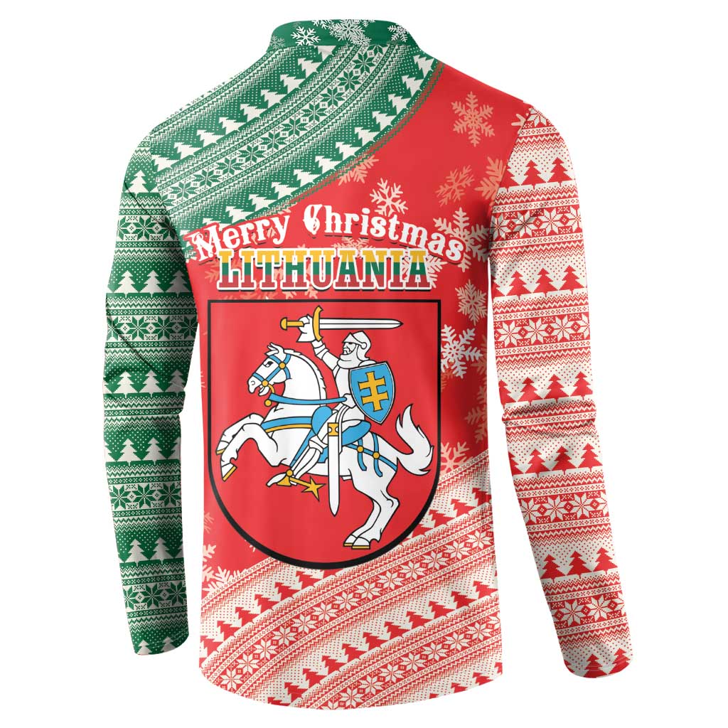 Lietuva Christmas Button Sweatshirt Linksmu Kaledu - Lithuania Coat Of Arms - Wonder Print Shop