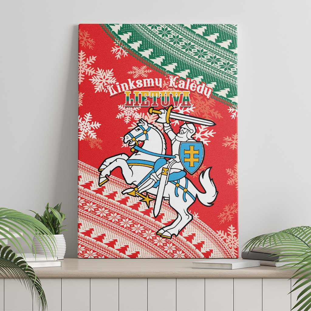 Lietuva Christmas Canvas Wall Art Linksmu Kaledu - Lithuania Coat Of Arms - Wonder Print Shop