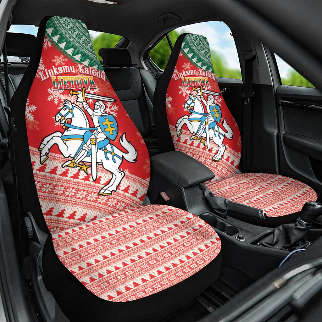 Lietuva Christmas Car Seat Cover Linksmu Kaledu - Lithuania Coat Of Arms - Wonder Print Shop
