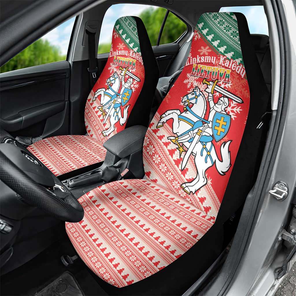 Lietuva Christmas Car Seat Cover Linksmu Kaledu - Lithuania Coat Of Arms - Wonder Print Shop