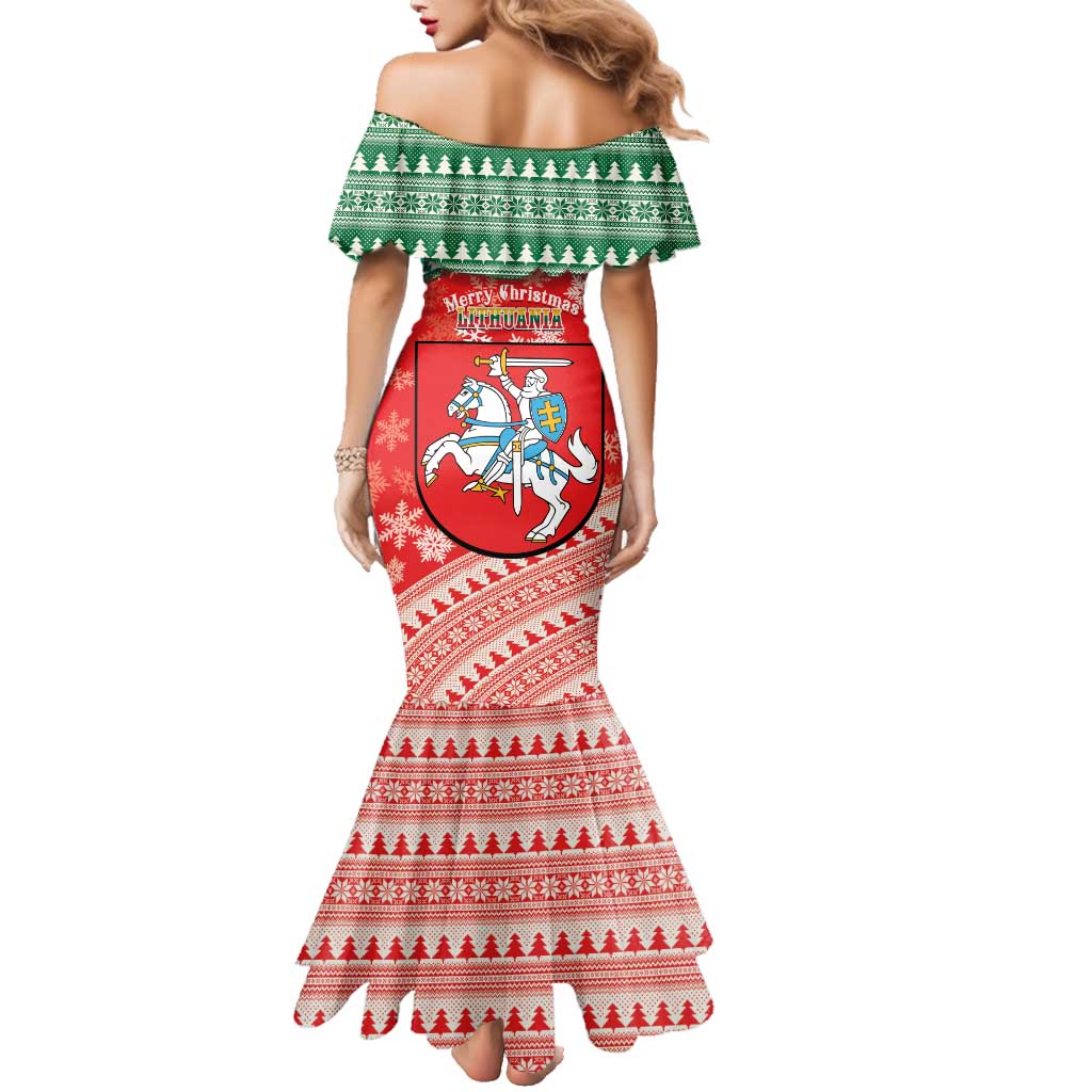 Lietuva Christmas Family Matching Mermaid Dress and Hawaiian Shirt Linksmu Kaledu - Lithuania Coat Of Arms - Wonder Print Shop