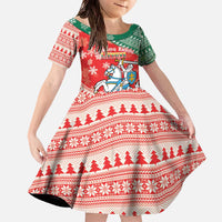 Lietuva Christmas Family Matching Off The Shoulder Long Sleeve Dress and Hawaiian Shirt Linksmu Kaledu - Lithuania Coat Of Arms - Wonder Print Shop