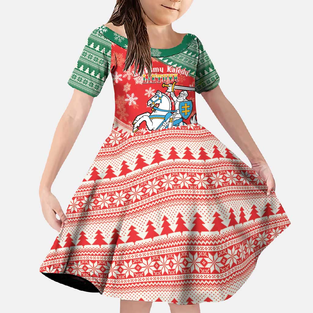 Lietuva Christmas Family Matching Off Shoulder Maxi Dress and Hawaiian Shirt Linksmu Kaledu - Lithuania Coat Of Arms - Wonder Print Shop
