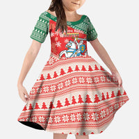 Lietuva Christmas Family Matching Off Shoulder Maxi Dress and Hawaiian Shirt Linksmu Kaledu - Lithuania Coat Of Arms - Wonder Print Shop