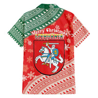 Lietuva Christmas Family Matching Off Shoulder Maxi Dress and Hawaiian Shirt Linksmu Kaledu - Lithuania Coat Of Arms - Wonder Print Shop