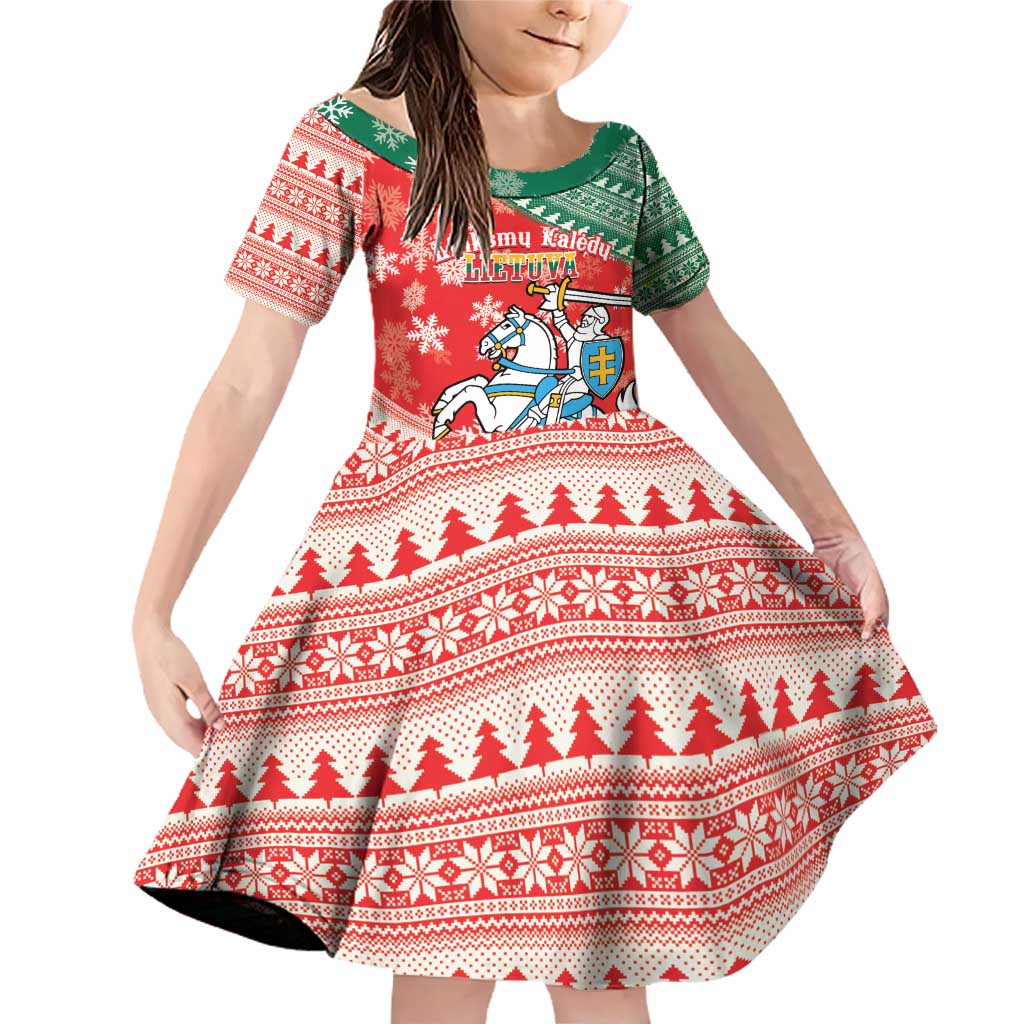 Lietuva Christmas Family Matching Off Shoulder Short Dress and Hawaiian Shirt Linksmu Kaledu - Lithuania Coat Of Arms - Wonder Print Shop