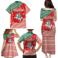 Lietuva Christmas Family Matching Puletasi and Hawaiian Shirt Linksmu Kaledu - Lithuania Coat Of Arms - Wonder Print Shop