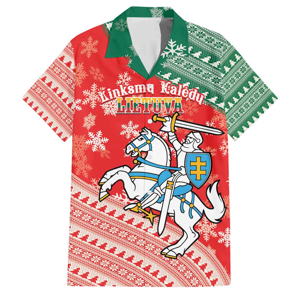 Lietuva Christmas Family Matching Summer Maxi Dress and Hawaiian Shirt Linksmu Kaledu - Lithuania Coat Of Arms - Wonder Print Shop