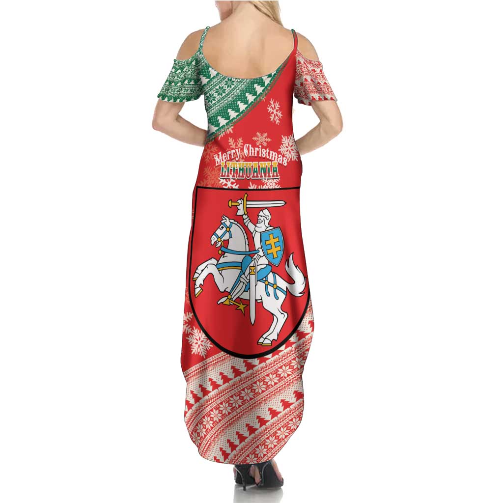 Lietuva Christmas Family Matching Summer Maxi Dress and Hawaiian Shirt Linksmu Kaledu - Lithuania Coat Of Arms - Wonder Print Shop