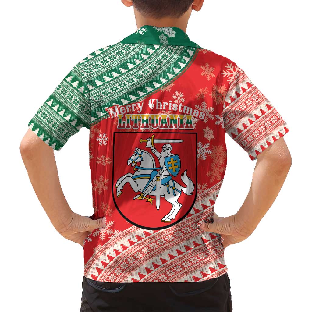 Lietuva Christmas Family Matching Tank Maxi Dress and Hawaiian Shirt Linksmu Kaledu - Lithuania Coat Of Arms - Wonder Print Shop