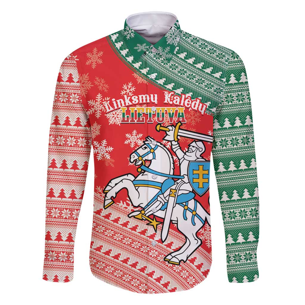 Lietuva Christmas Family Matching Tank Maxi Dress and Hawaiian Shirt Linksmu Kaledu - Lithuania Coat Of Arms - Wonder Print Shop