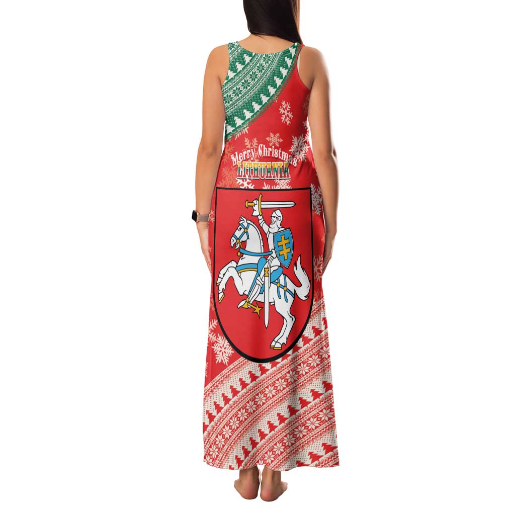 Lietuva Christmas Family Matching Tank Maxi Dress and Hawaiian Shirt Linksmu Kaledu - Lithuania Coat Of Arms - Wonder Print Shop