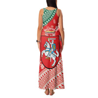 Lietuva Christmas Family Matching Tank Maxi Dress and Hawaiian Shirt Linksmu Kaledu - Lithuania Coat Of Arms - Wonder Print Shop