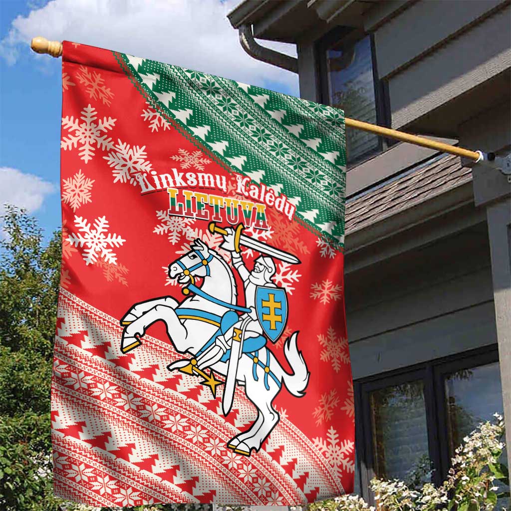 Lietuva Christmas Garden Flag Linksmu Kaledu - Lithuania Coat Of Arms - Wonder Print Shop