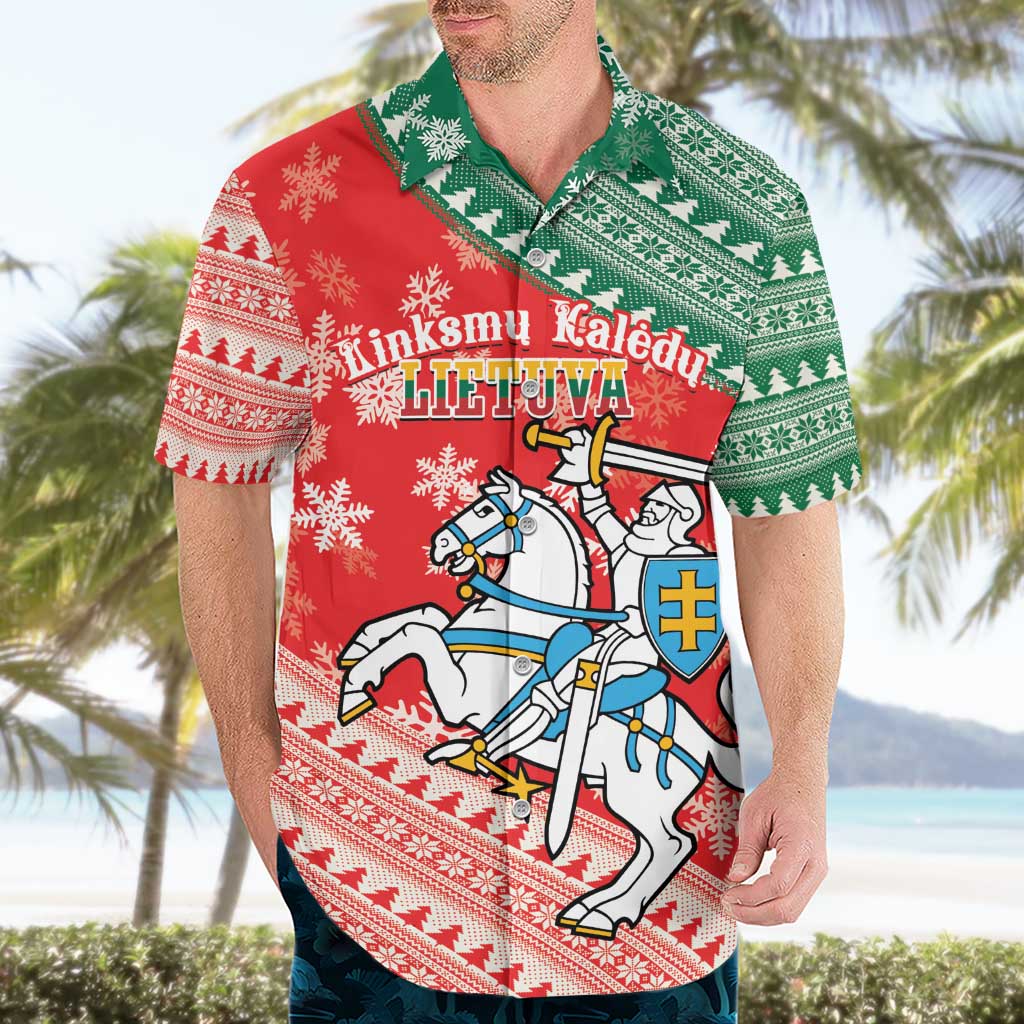 Lietuva Christmas Hawaiian Shirt Linksmu Kaledu - Lithuania Coat Of Arms - Wonder Print Shop