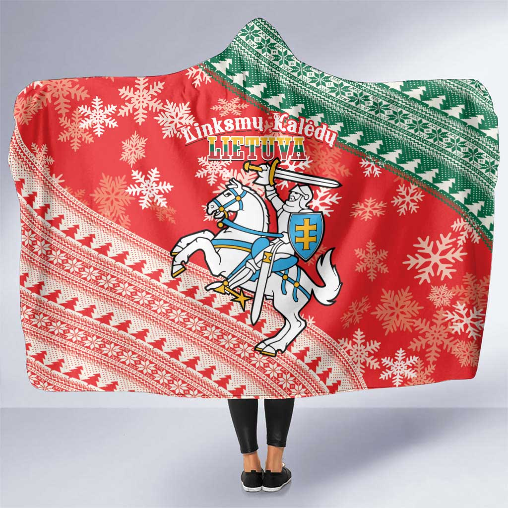 Lietuva Christmas Hooded Blanket Linksmu Kaledu - Lithuania Coat Of Arms