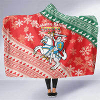 Lietuva Christmas Hooded Blanket Linksmu Kaledu - Lithuania Coat Of Arms