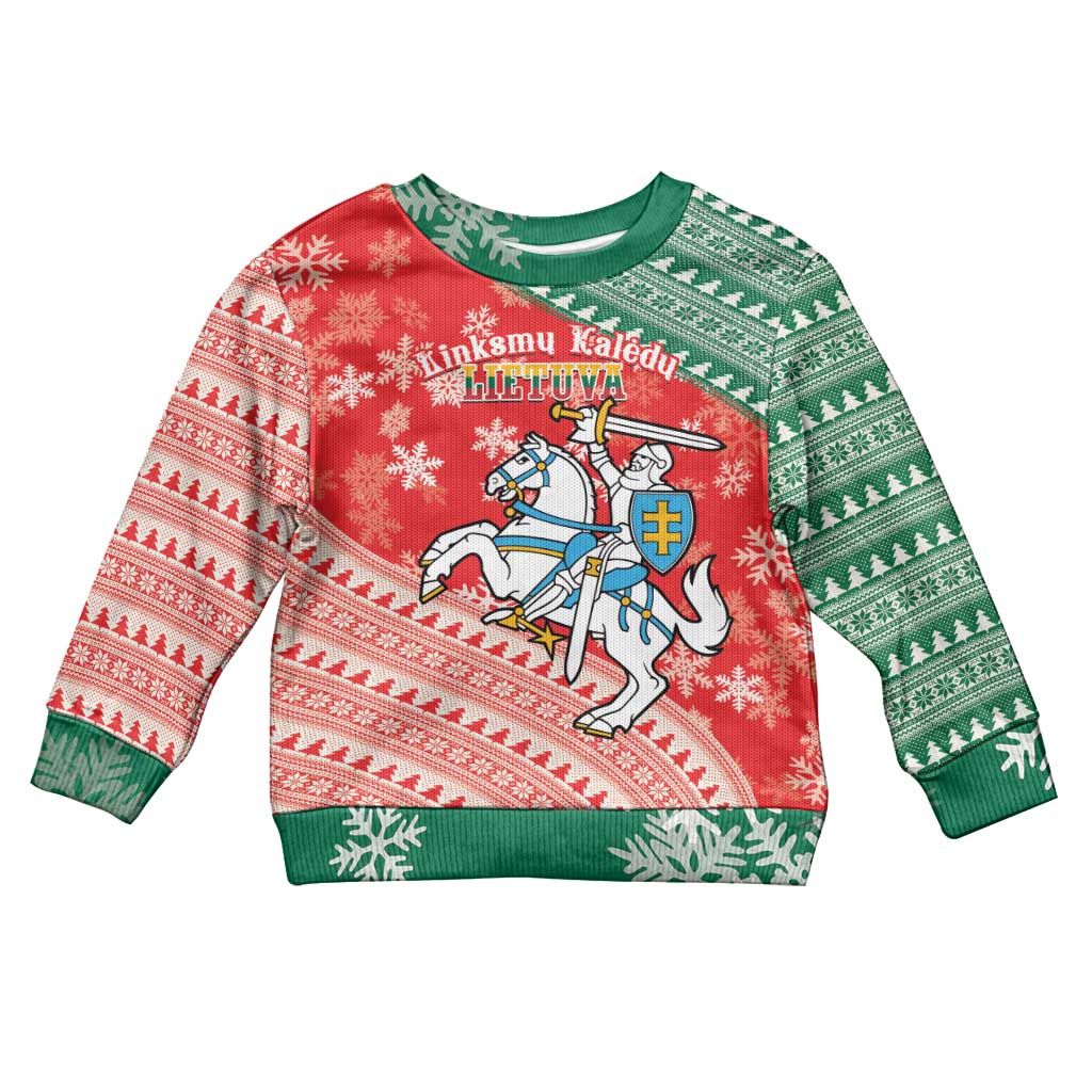 Lietuva Christmas Kid Ugly Christmas Sweater Linksmu Kaledu - Lithuania Coat Of Arms - Wonder Print Shop