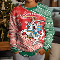 Lietuva Christmas Kid Ugly Christmas Sweater Linksmu Kaledu - Lithuania Coat Of Arms - Wonder Print Shop