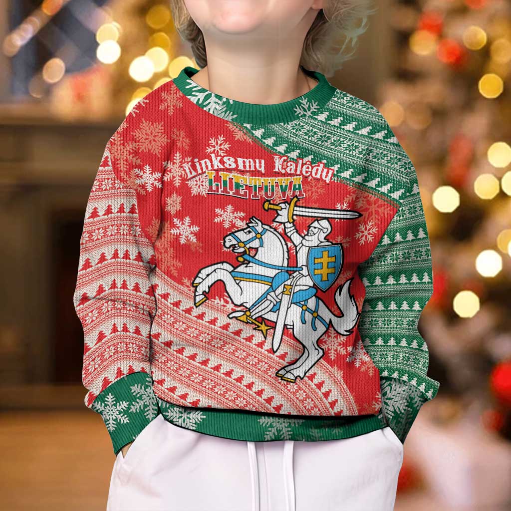 Lietuva Christmas Kid Ugly Christmas Sweater Linksmu Kaledu - Lithuania Coat Of Arms - Wonder Print Shop