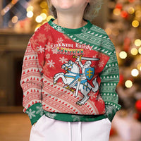 Lietuva Christmas Kid Ugly Christmas Sweater Linksmu Kaledu - Lithuania Coat Of Arms - Wonder Print Shop