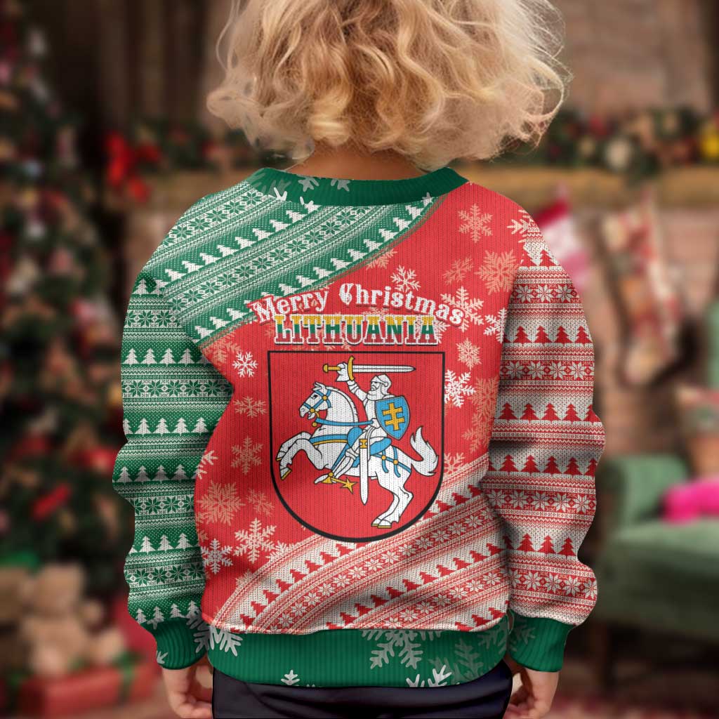 Lietuva Christmas Kid Ugly Christmas Sweater Linksmu Kaledu - Lithuania Coat Of Arms - Wonder Print Shop