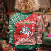 Lietuva Christmas Kid Ugly Christmas Sweater Linksmu Kaledu - Lithuania Coat Of Arms - Wonder Print Shop