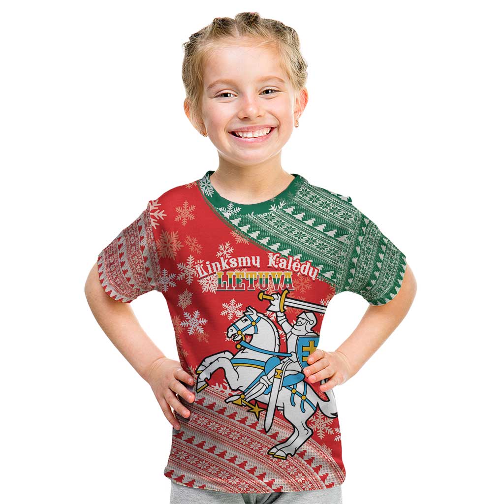 Lietuva Christmas Kid T Shirt Linksmu Kaledu - Lithuania Coat Of Arms - Wonder Print Shop