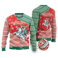 Lietuva Christmas Ugly Christmas Sweater Linksmu Kaledu - Lithuania Coat Of Arms - Wonder Print Shop