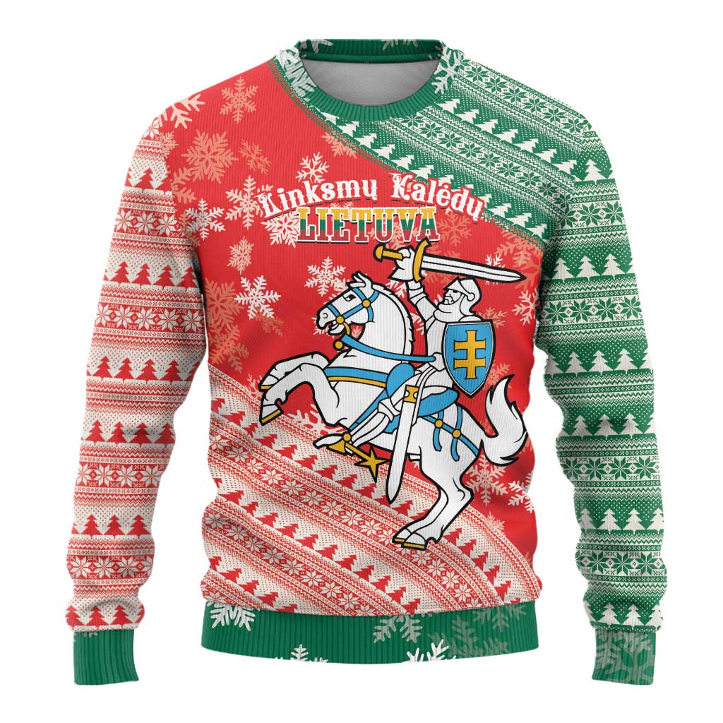 Lietuva Christmas Ugly Christmas Sweater Linksmu Kaledu - Lithuania Coat Of Arms - Wonder Print Shop