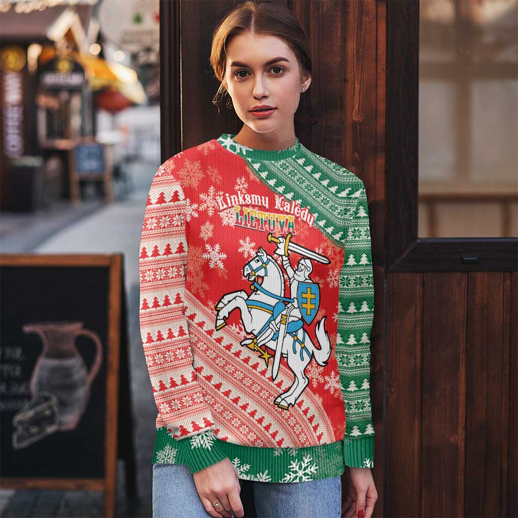 Lietuva Christmas Ugly Christmas Sweater Linksmu Kaledu - Lithuania Coat Of Arms - Wonder Print Shop