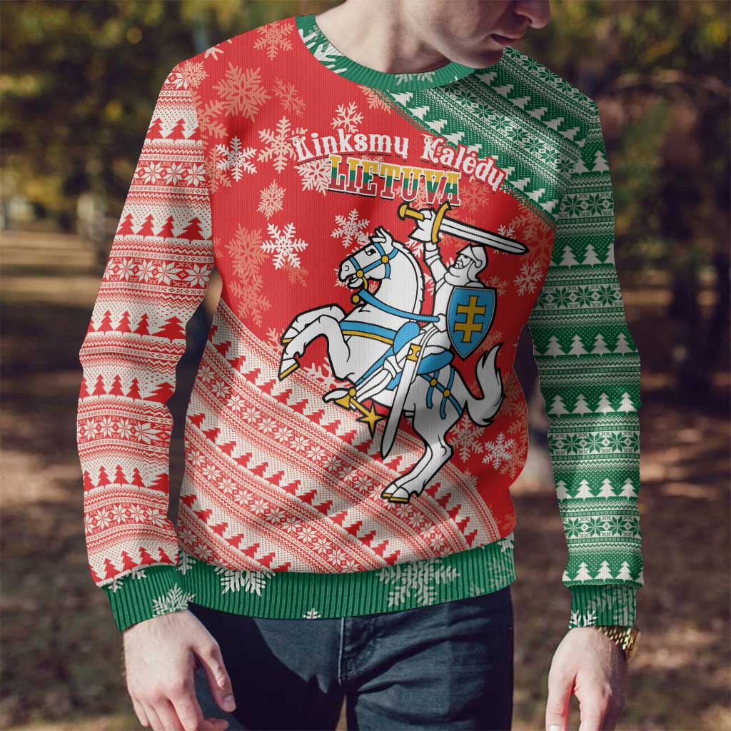 Lietuva Christmas Ugly Christmas Sweater Linksmu Kaledu - Lithuania Coat Of Arms - Wonder Print Shop