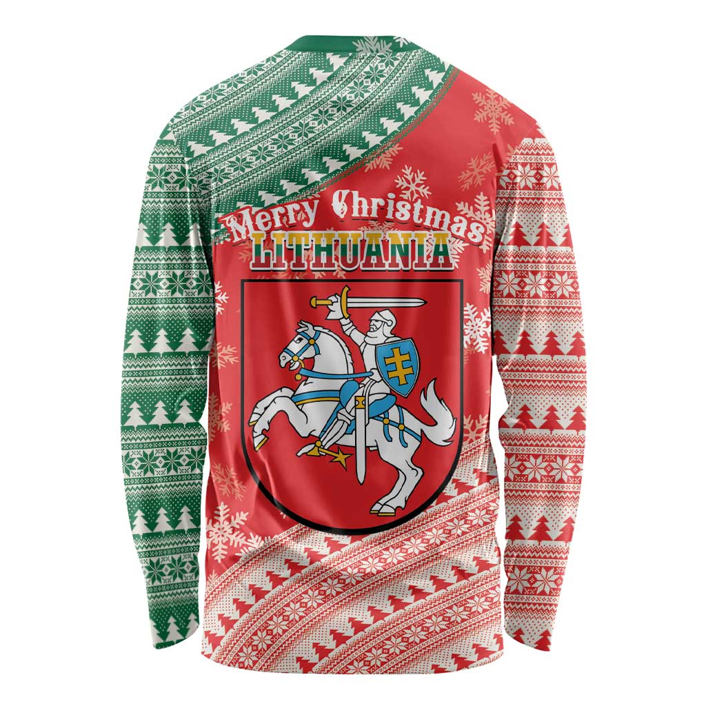 Lietuva Christmas Long Sleeve Shirt Linksmu Kaledu - Lithuania Coat Of Arms - Wonder Print Shop