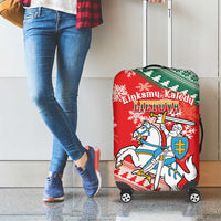 Lietuva Christmas Luggage Cover Linksmu Kaledu - Lithuania Coat Of Arms - Wonder Print Shop