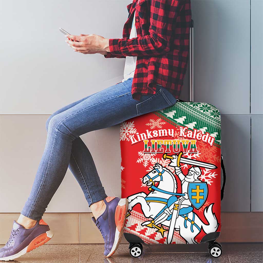 Lietuva Christmas Luggage Cover Linksmu Kaledu - Lithuania Coat Of Arms - Wonder Print Shop