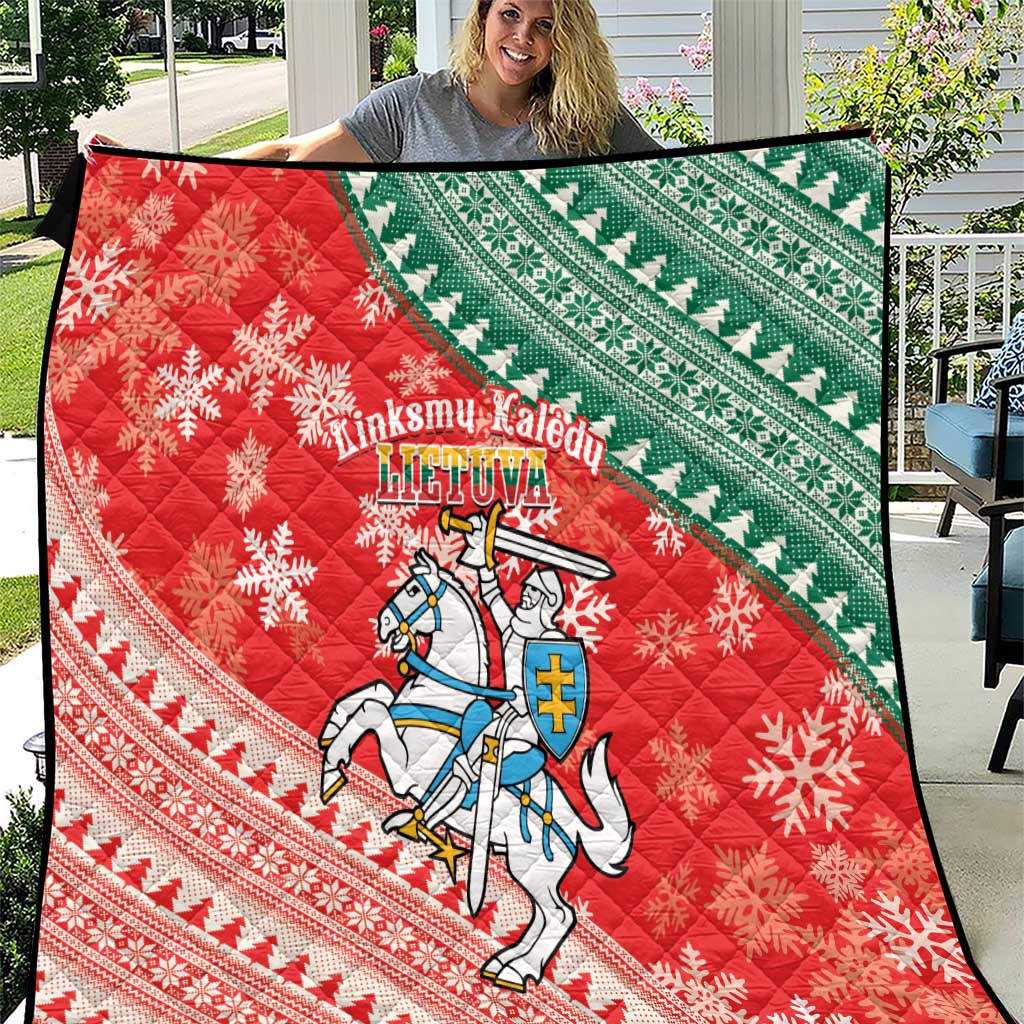 Lietuva Christmas Quilt Linksmu Kaledu - Lithuania Coat Of Arms - Wonder Print Shop