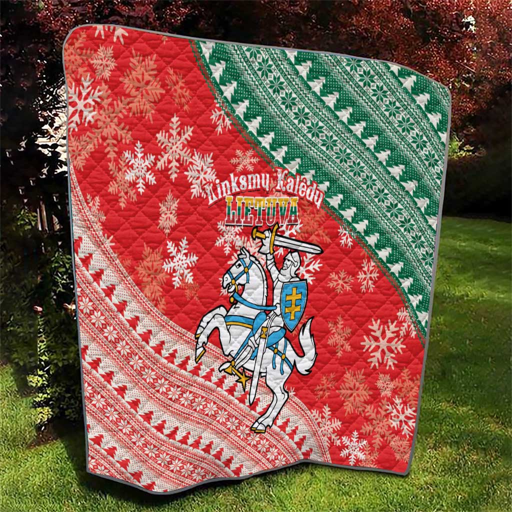 Lietuva Christmas Quilt Linksmu Kaledu - Lithuania Coat Of Arms - Wonder Print Shop