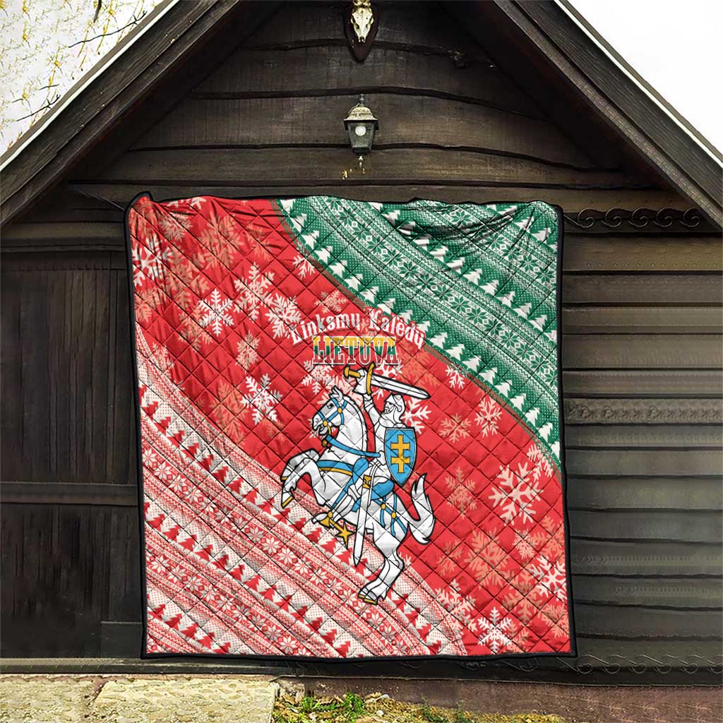 Lietuva Christmas Quilt Linksmu Kaledu - Lithuania Coat Of Arms - Wonder Print Shop