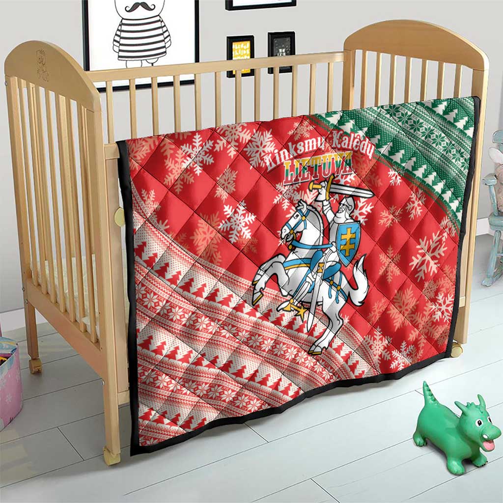 Lietuva Christmas Quilt Linksmu Kaledu - Lithuania Coat Of Arms - Wonder Print Shop