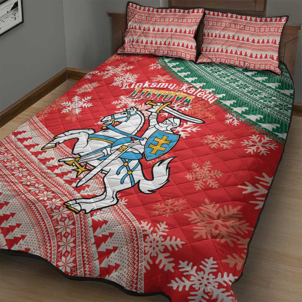 Lietuva Christmas Quilt Bed Set Linksmu Kaledu - Lithuania Coat Of Arms - Wonder Print Shop