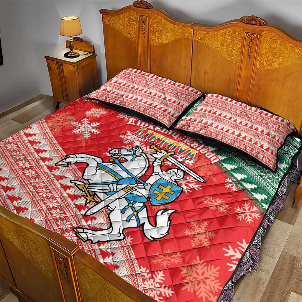 Lietuva Christmas Quilt Bed Set Linksmu Kaledu - Lithuania Coat Of Arms - Wonder Print Shop