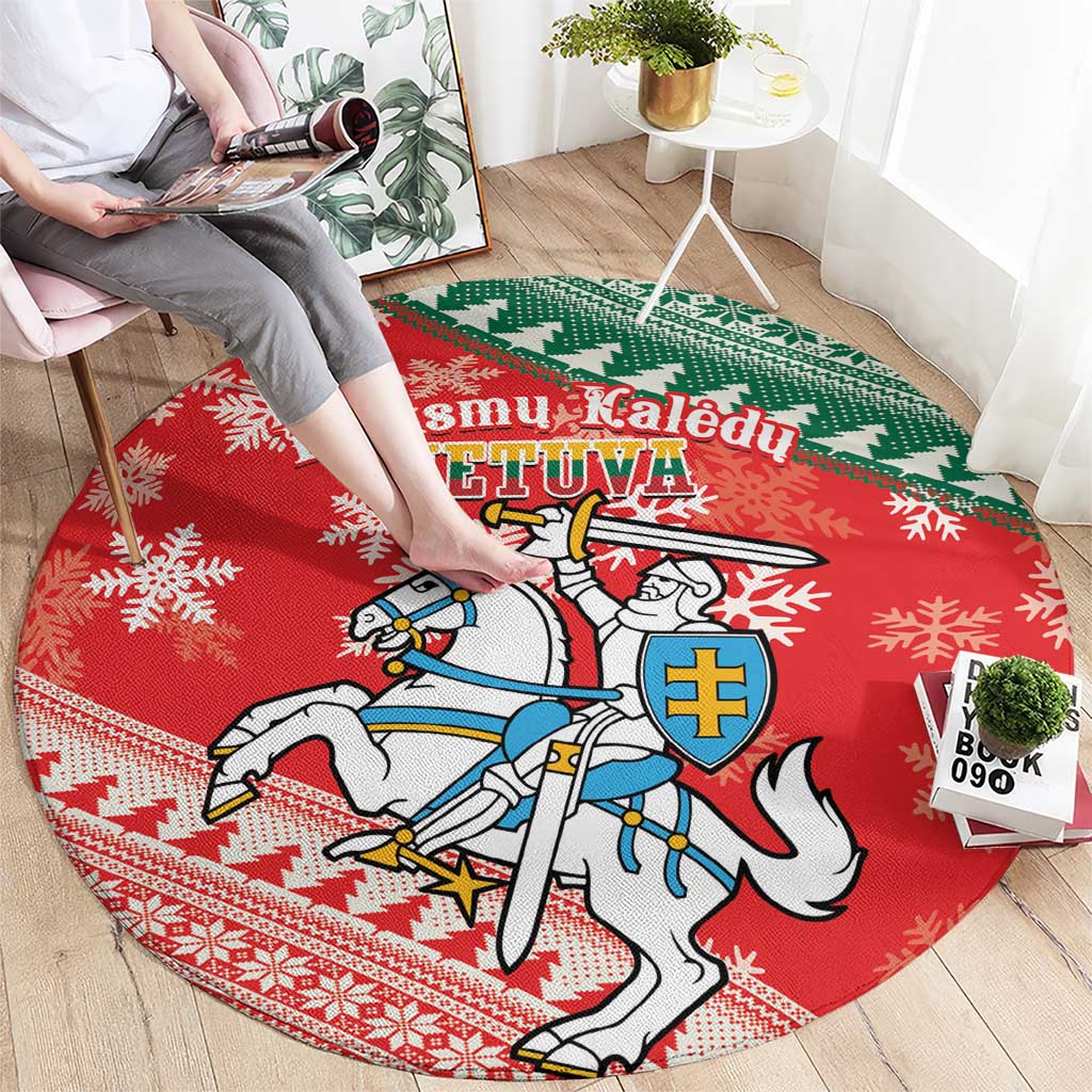 Lietuva Christmas Round Carpet Linksmu Kaledu - Lithuania Coat Of Arms