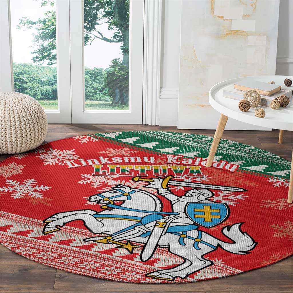 Lietuva Christmas Round Carpet Linksmu Kaledu - Lithuania Coat Of Arms