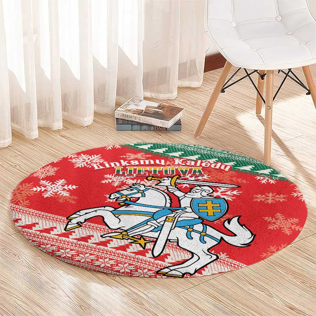 Lietuva Christmas Round Carpet Linksmu Kaledu - Lithuania Coat Of Arms