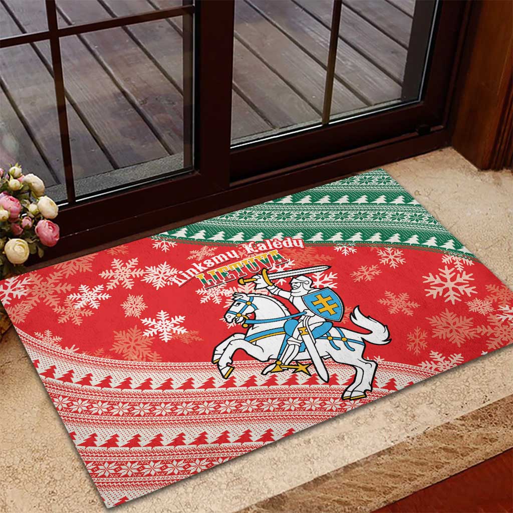 Lietuva Christmas Rubber Doormat Linksmu Kaledu - Lithuania Coat Of Arms - Wonder Print Shop